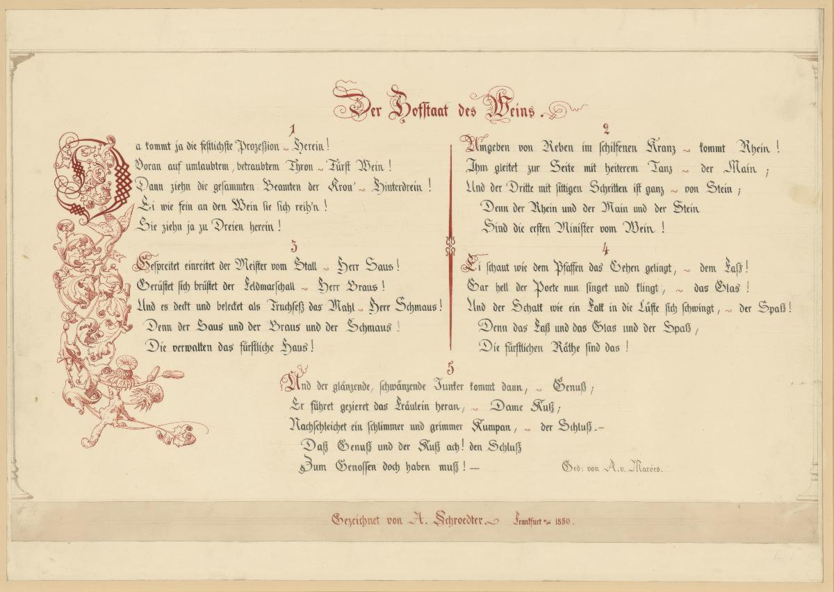 Das Gedicht. zu "Der Hofstaat des Weins". Illustration zu Adolf von Marées