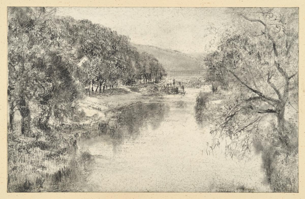 Flusslandschaft mit Allee
