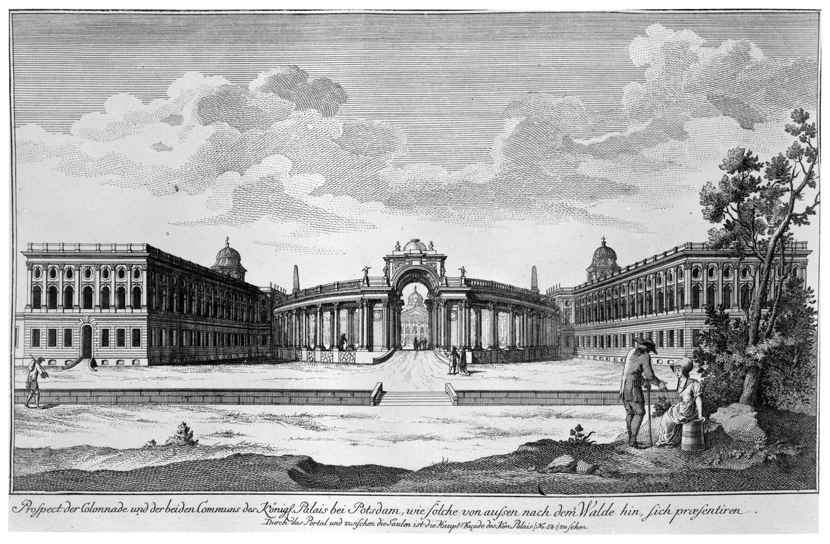 Das Neue Palais in Potsdam, Rückfront der Communs