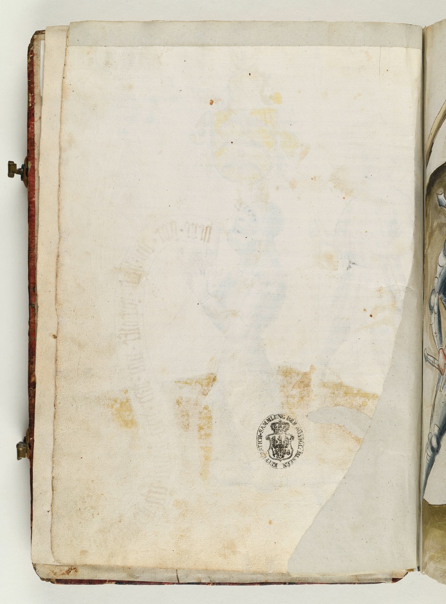 Leerseite mit Sammlungsstempel. Fecht- und Ringerbuch der Brüder vom Stain (nach Talhoffer)