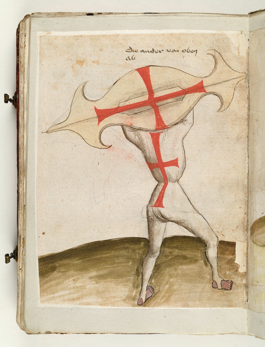 Derselbe von hinten gesehen. Fecht- und Ringerbuch der Brüder vom Stain (nach Talhoffer)
