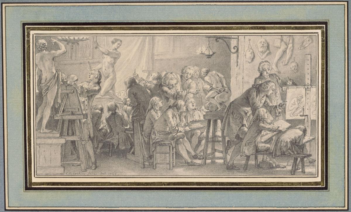 Zeichenkurs in der Akademie - Vorzeichnung für die Illustration in Diderots und d'Alemberts "Encyclopédie"