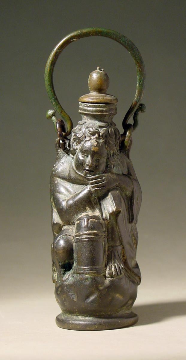 Salbgefäβ in Form eines kauernd schlafenden Knabens mit Laterne; sog. Lanternarius