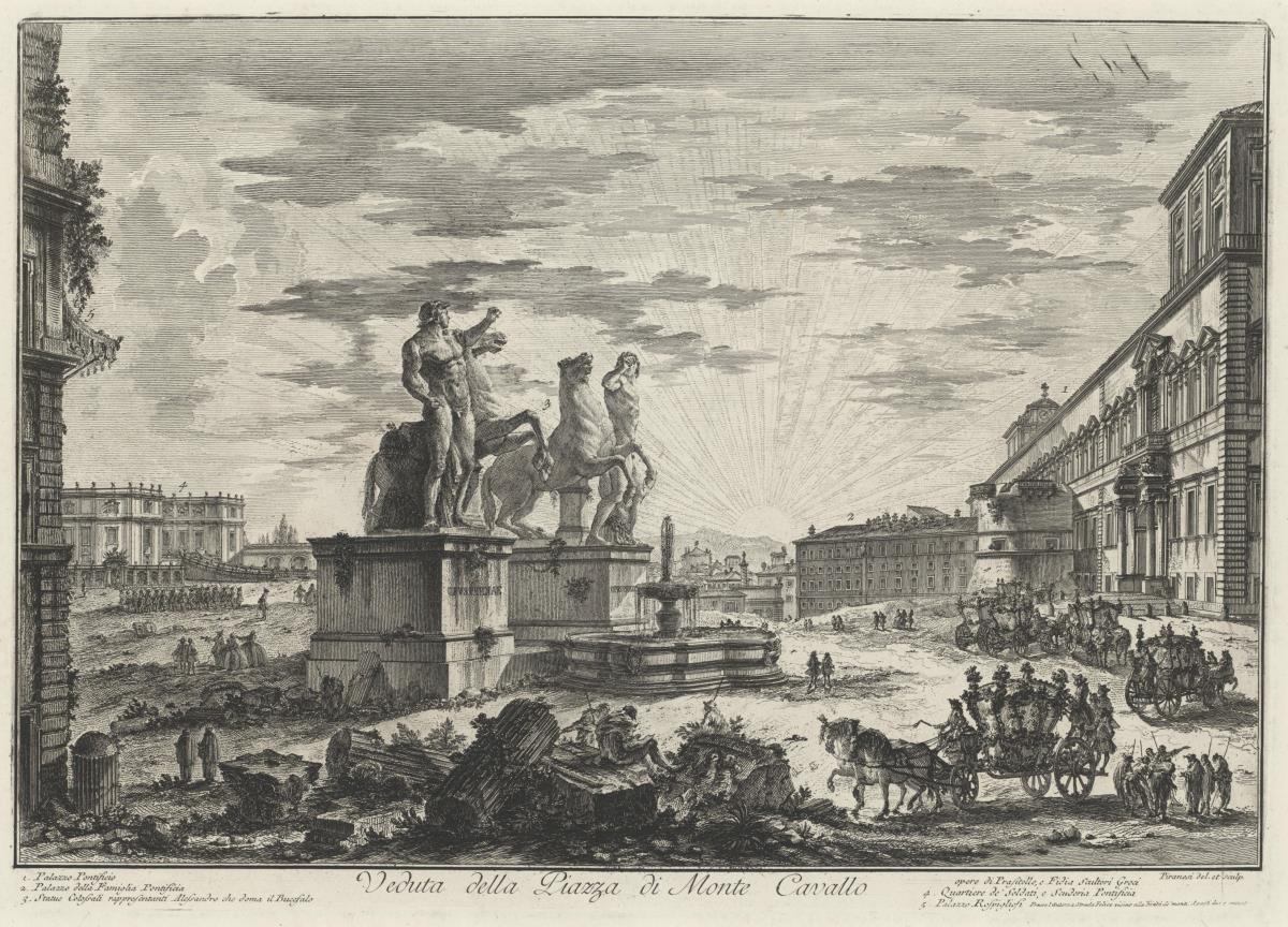 Ansicht der Piazza di Monte Cavallo (aus: Vedute di Roma)