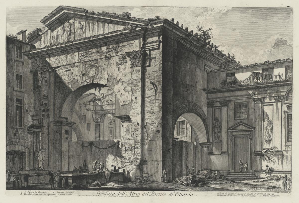 Ansicht des Atriums des Portikus der Octavia (aus: Vedute di Roma)