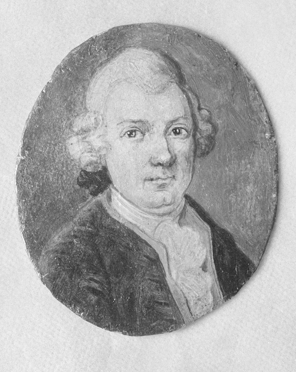 Porträt eines Herrn mit Jabot und Lockenperücke