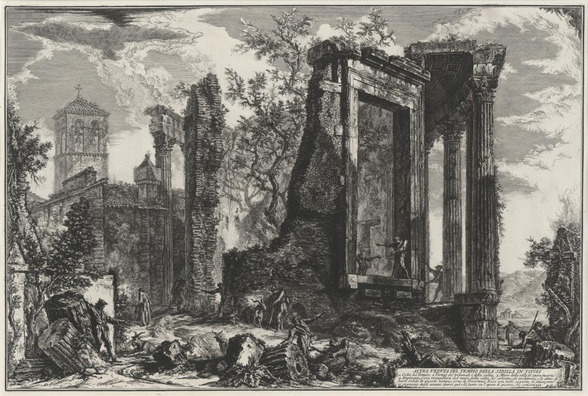 Andere Ansicht des Tempio della Sibilla in Tivoli (aus: Vedute di Roma)
