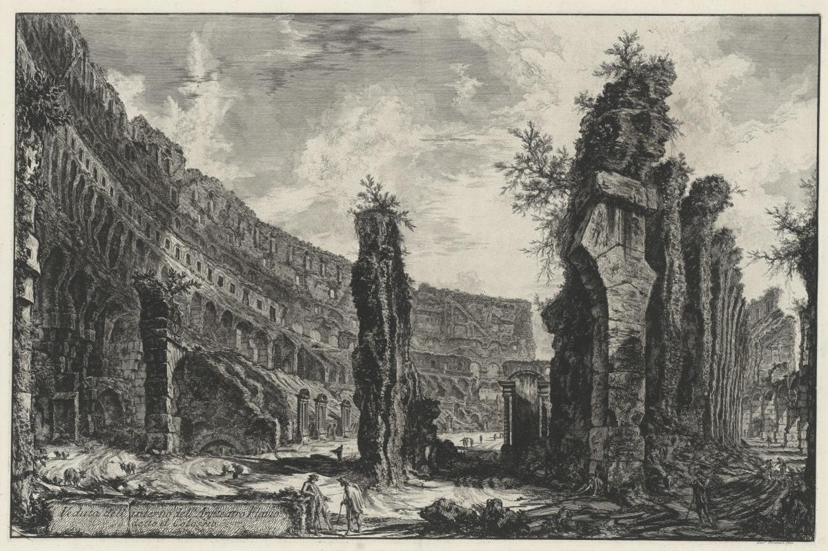 Innenansicht des flavischen Amphitheaters genannt Kolosseum (aus: Vedute di Roma)