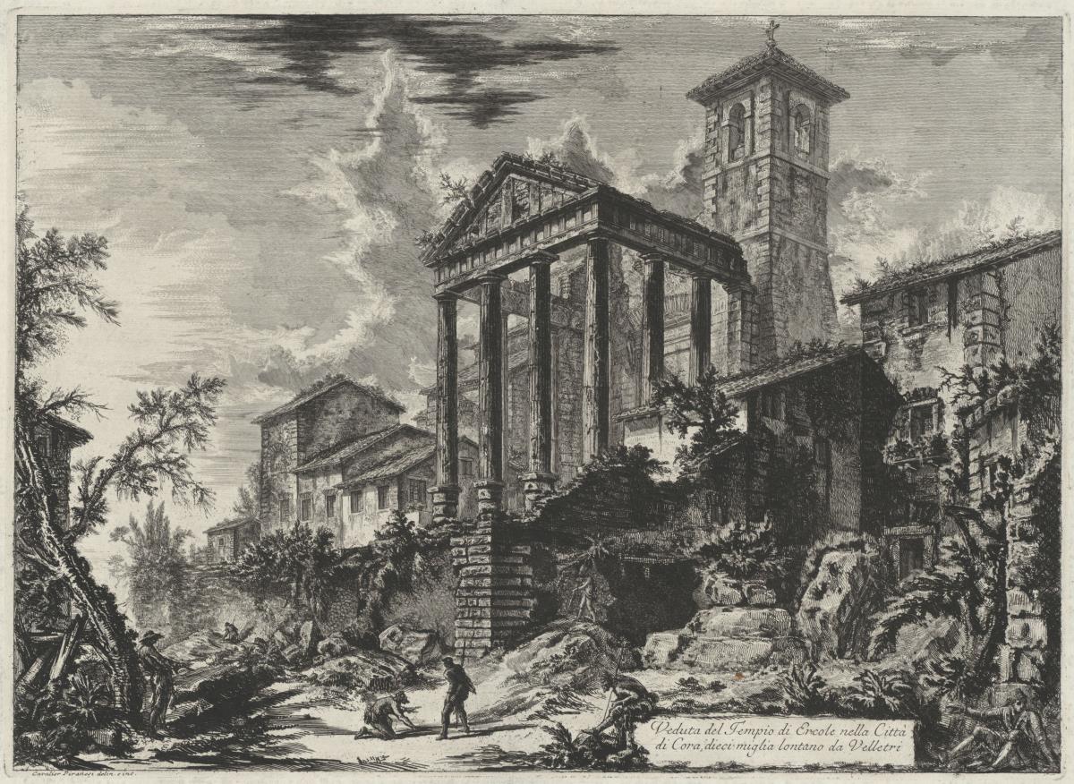 Ansicht des Herkules-Tempels in der Stadt Cora, zehn Meilen von Velletri entfernt (aus: Vedute di Roma)