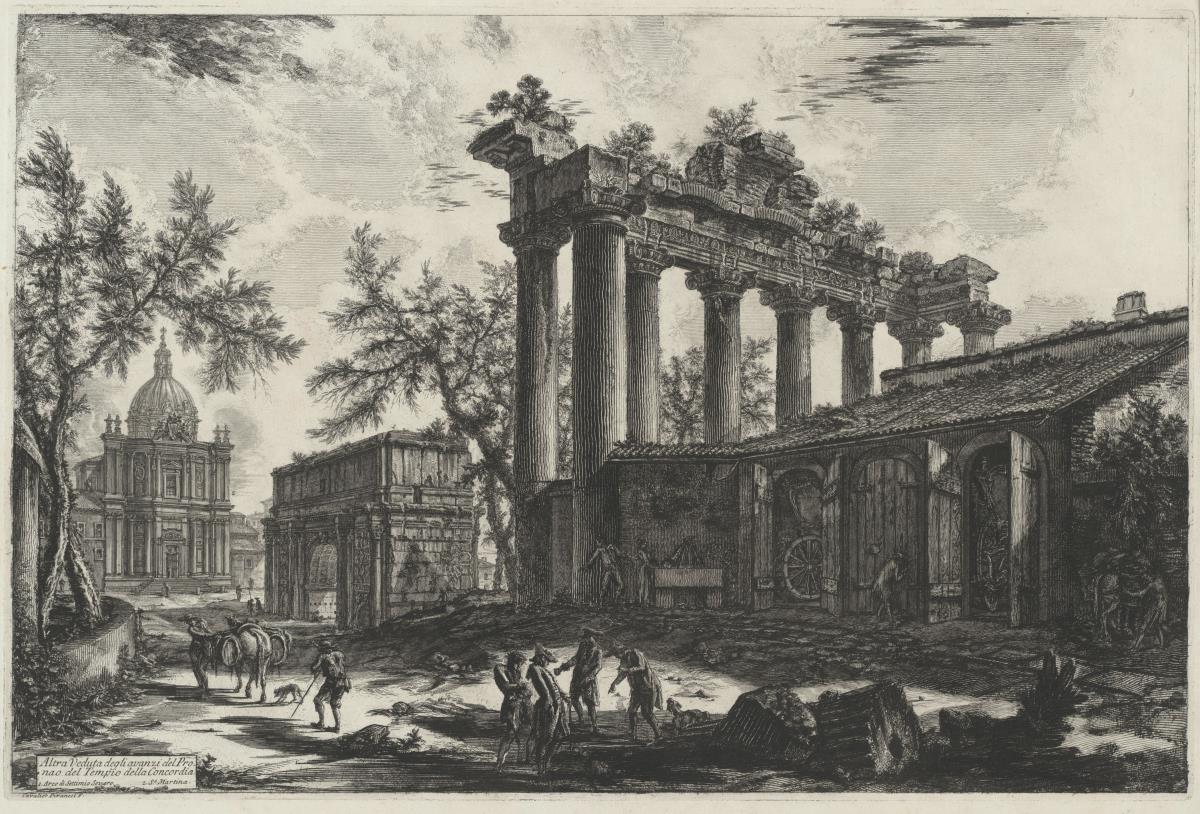 Andere Ansicht der Überreste des Pronao des Concordia-Tempels (aus: Vedute di Roma)