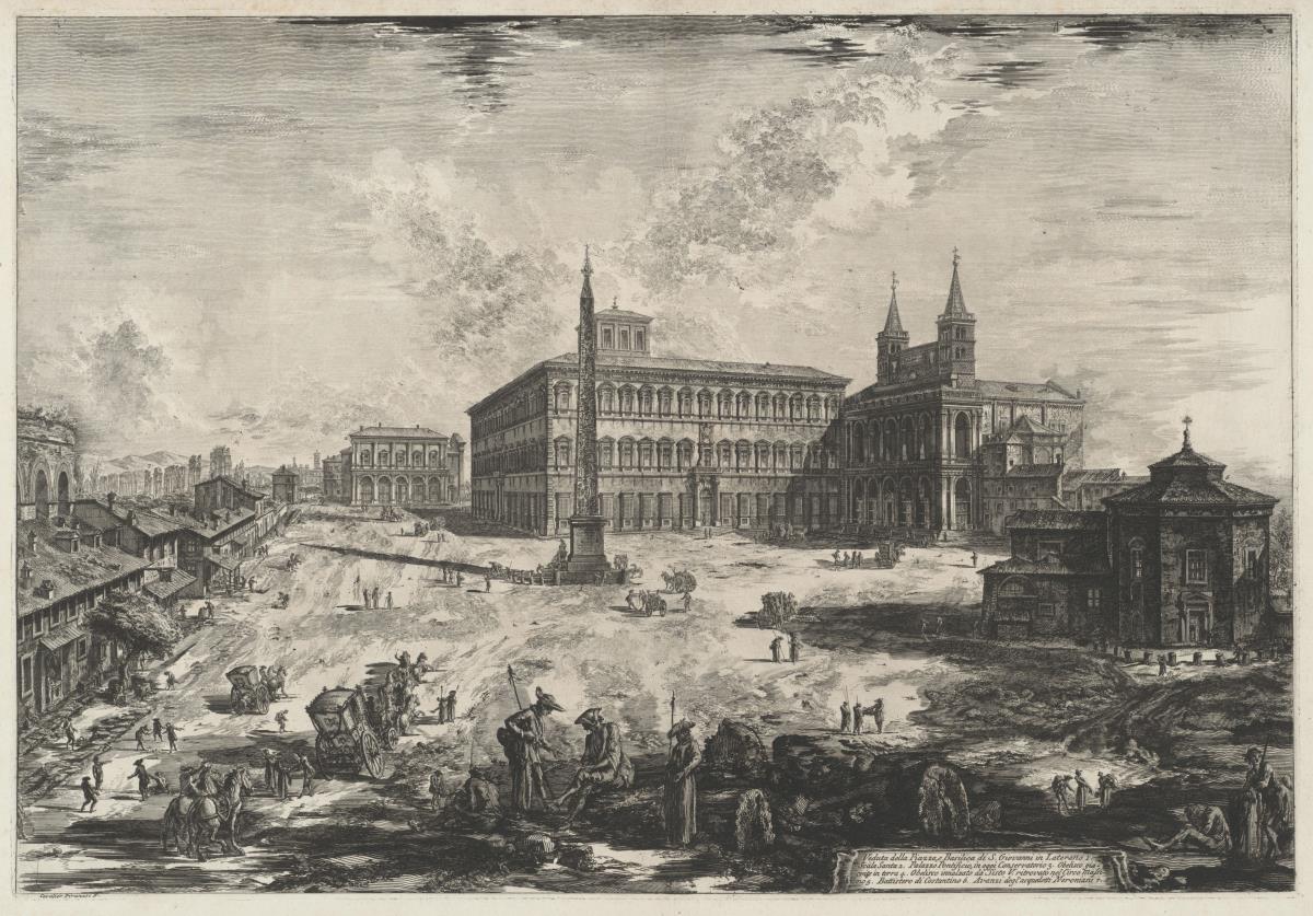 Ansicht der Piazza und Basilica di San Giovanni in Laterno (aus: Vedute di Roma)