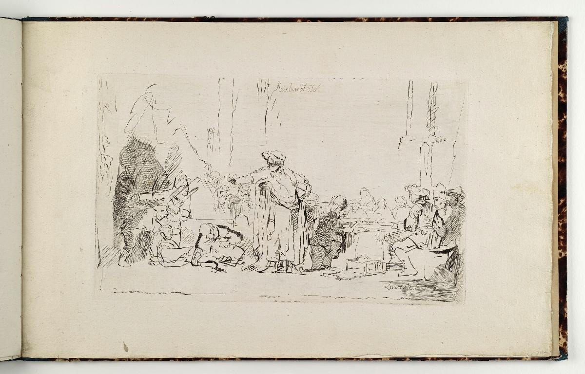 Szene einer Festnahme aus dem Alten Testament. in: Recueil de differents sujets d’étude gravé d’après les dessins de Rembrandt par D. Laurentz