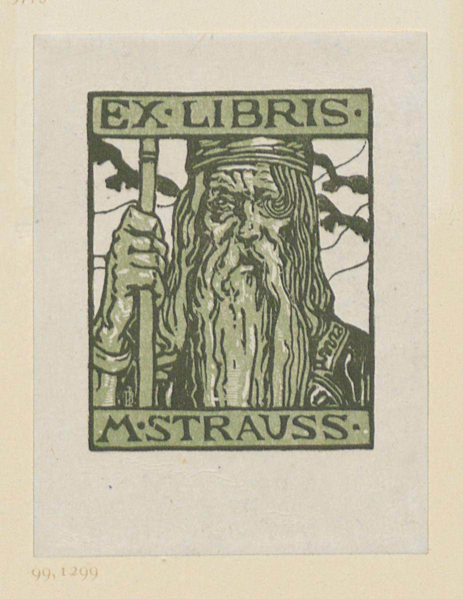 Exlibris M. Strauss (Margarethe Strauss)