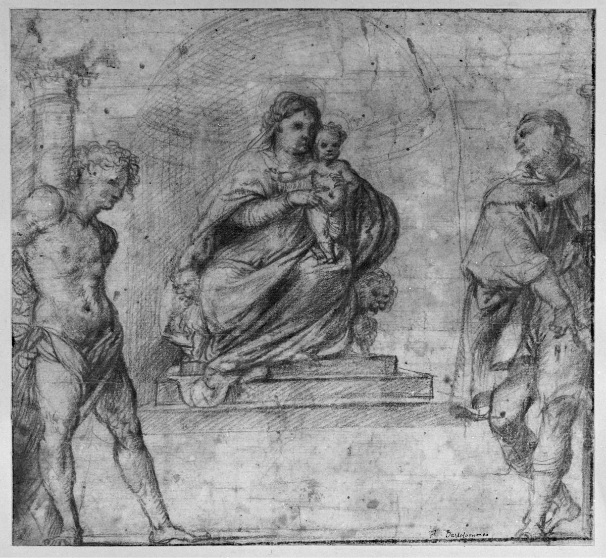 Thronende Madonna mit den Heiligen Sebastian und Rochus