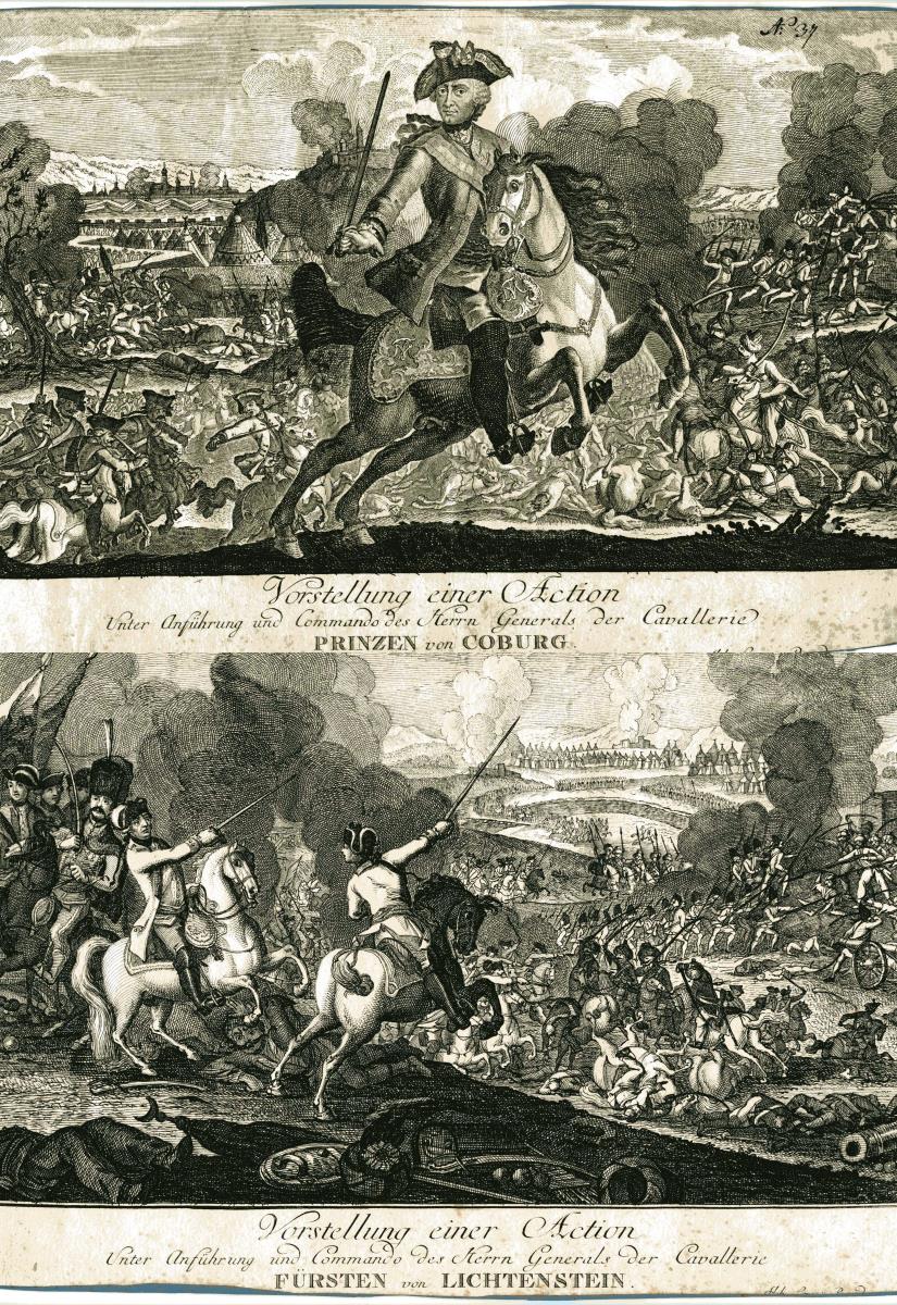 a) Vorstellung einer Action Unter Anführung und Commando des Herrn Generals der Cavallerie Prinzen von Coburg. b) Vorstellung einer Action Unter Anführung und Commando des Herrn Generals der Cavallerie Fürsten von Lichtenstein.