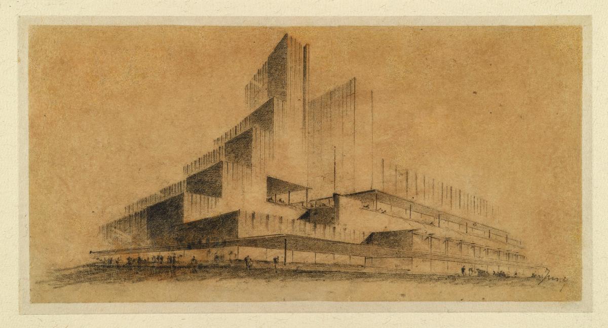 Entwurf für ein amerikanisches Hochhaus - Perspektive