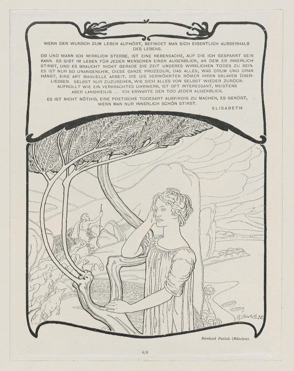 Wenn der Wunsch zum Leben aufhört (Text mit Illustration aus: Jugend 1898, Seite 678)