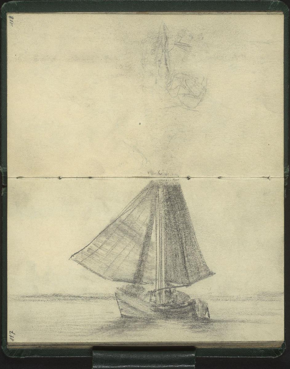 kleines Fischerboot mit Segel