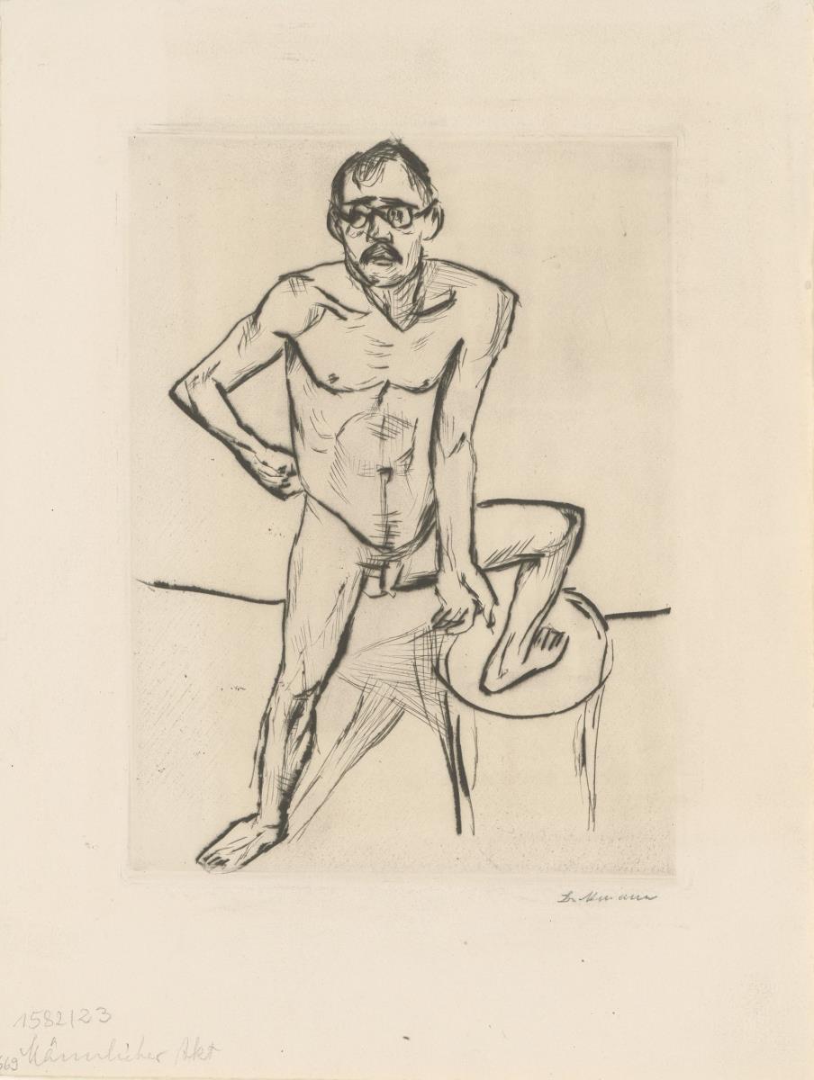 Stehender männlicher Akt mit Brille (Blatt aus: „Die Schaffenden“)