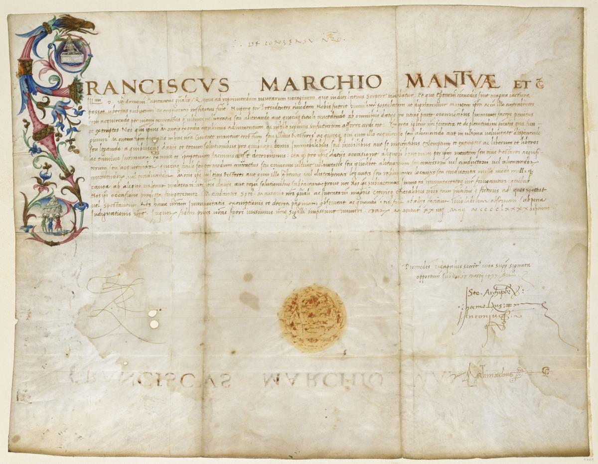 Urkundliches Privileg von Francesco II. Gonzaga