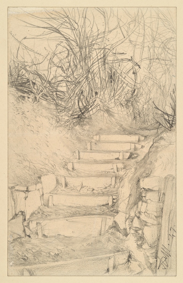 Treppe im Freien mit Gestrüpp