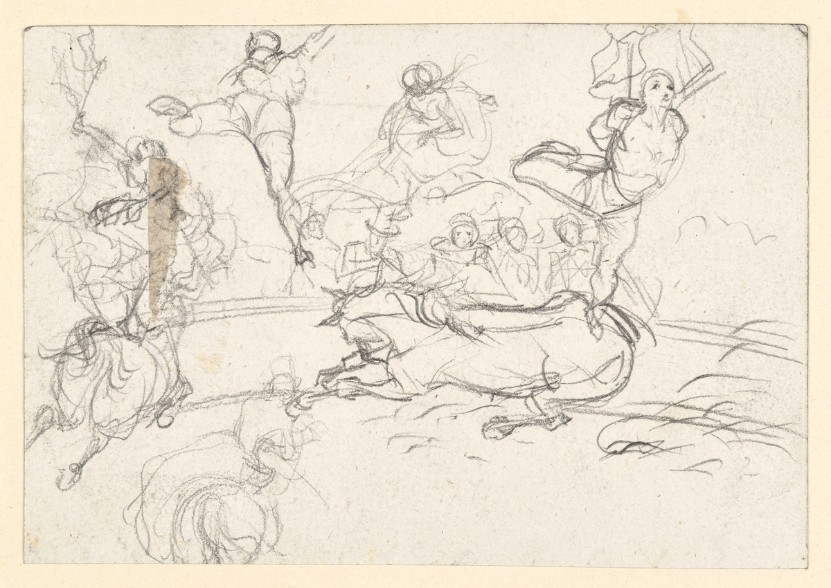 Zirkusstudien: Manege mit Pferd, Artisten und Zuschauer