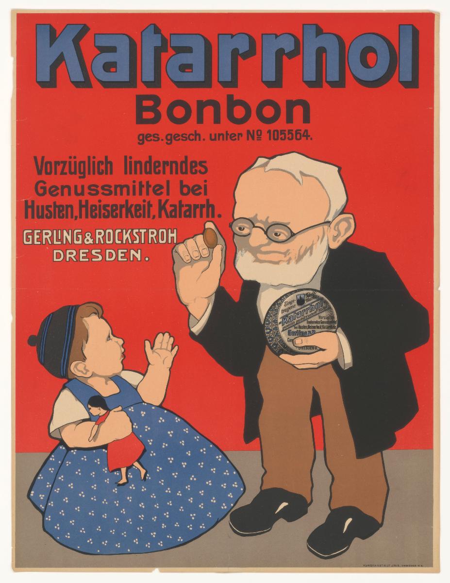 Katarrhol Bonbon.  Vorzüglich linderndes Genussmittel bei Husten, Heiserkeit, Katarrh