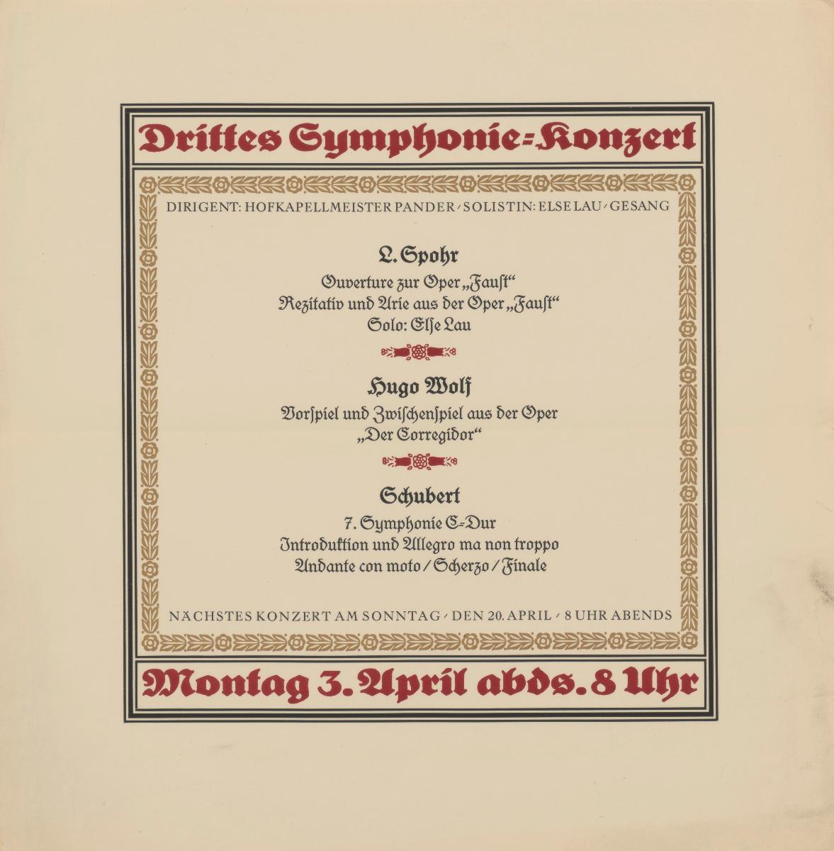 Drittes Symphonie-Konzert. Dirigent: Hofkapellmeister Pander