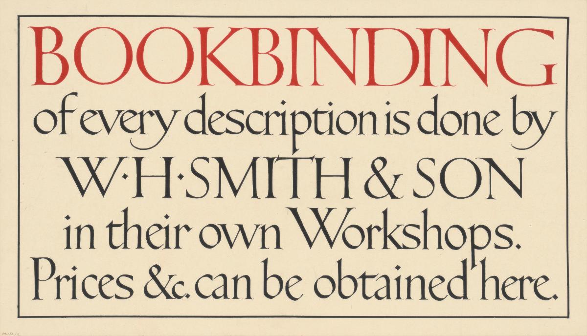 Book Binding of Every Description is Done by W. H. Smith & Son