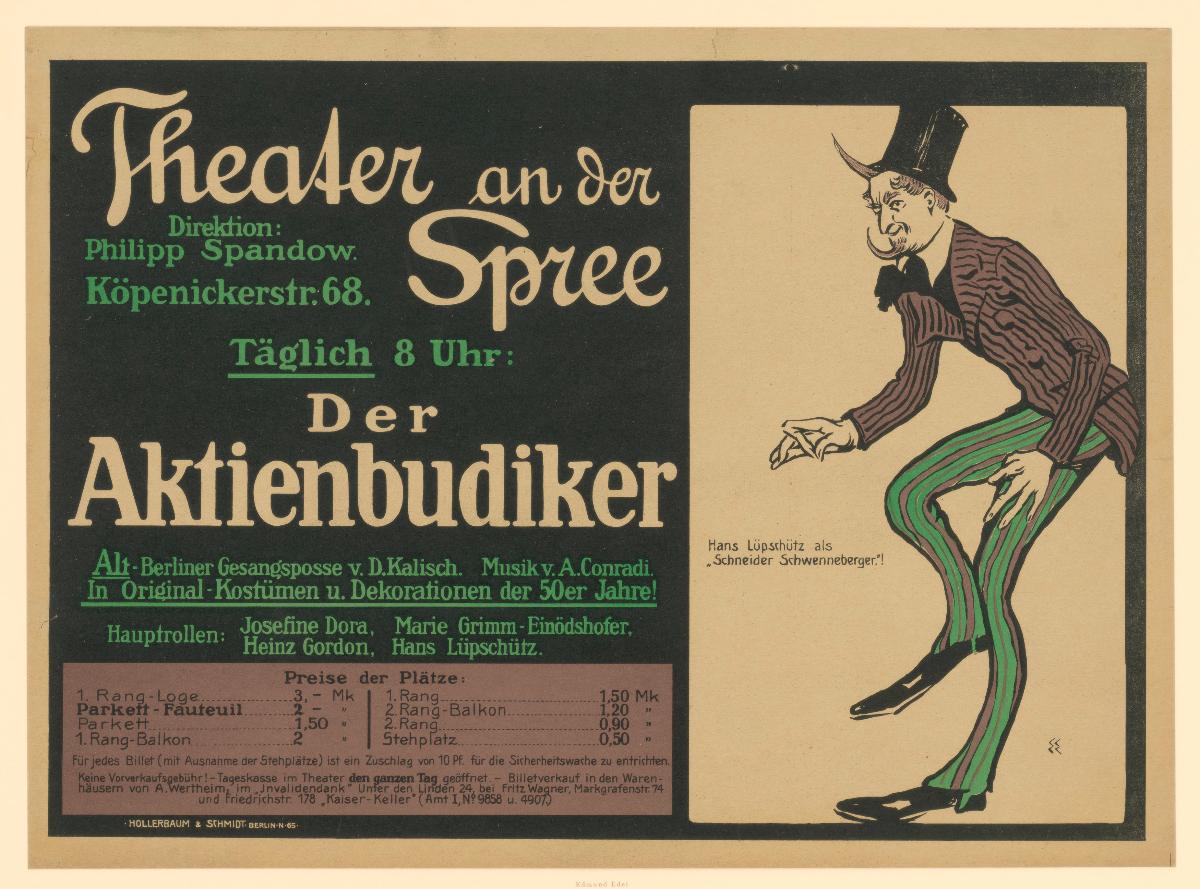 Theater an der Spree. Der Aktienbudiker. Hans Lüpschütz als "Schneider Schwenneberger"