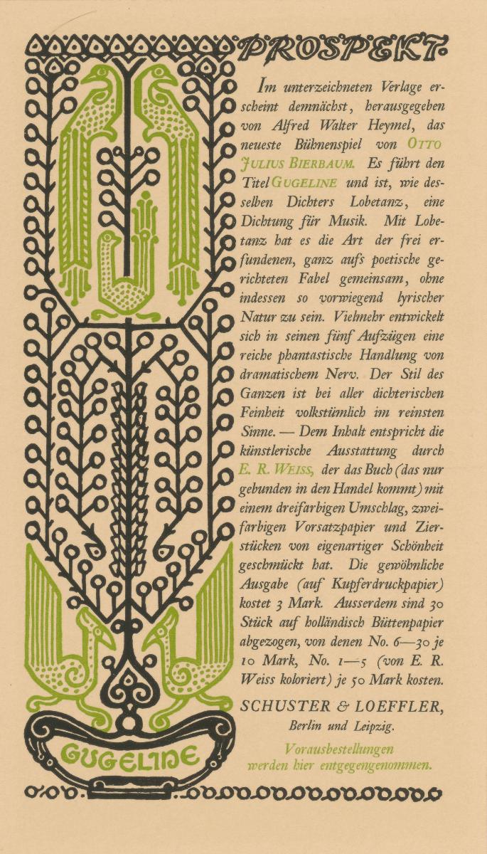 Gugeline von Otto Julius Bierbaum. Verlag Schuster und Loeffler