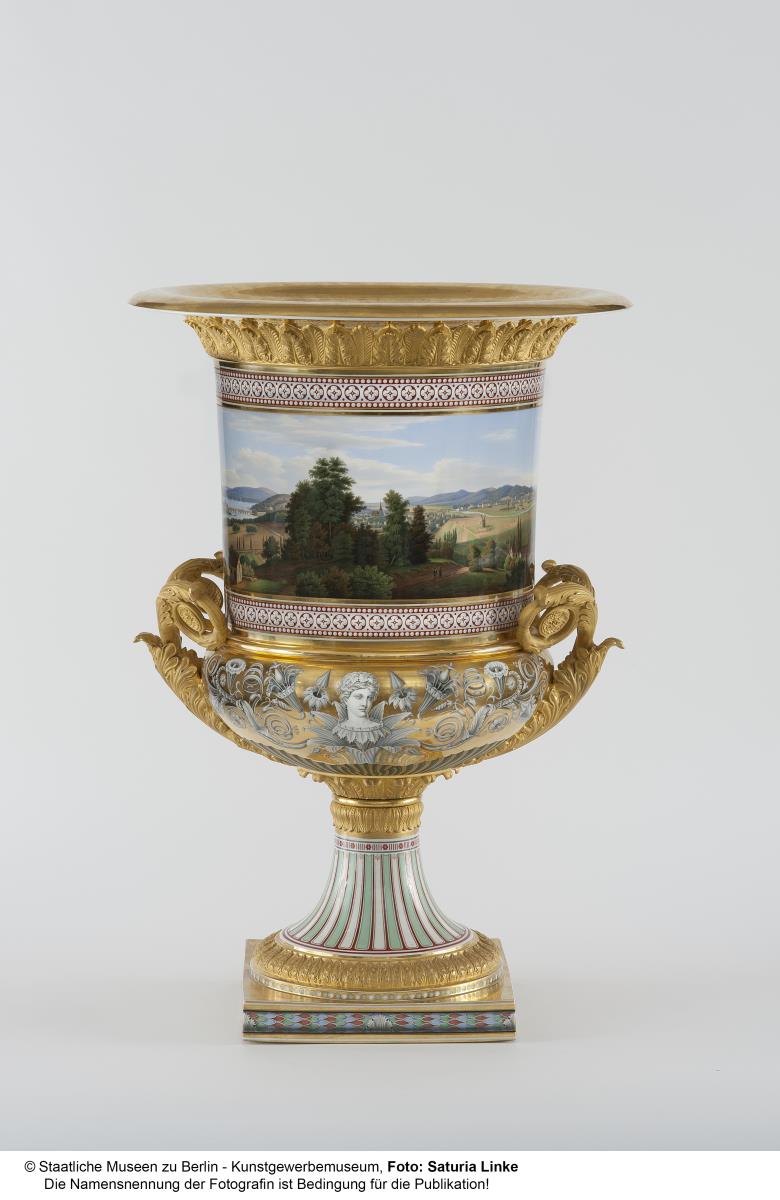 Vase mit Panorama auf Potsdam, vom Babelsberg aus (sog. "Riesen'sche" Vase in Kraterform)