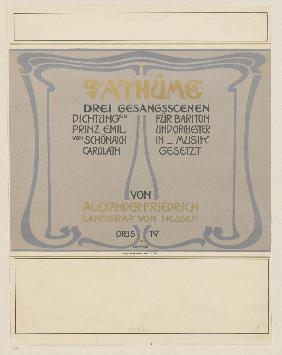 Notentitel zu Alexander Friedrich Landgraf von Hessen, Fathume Opus 4