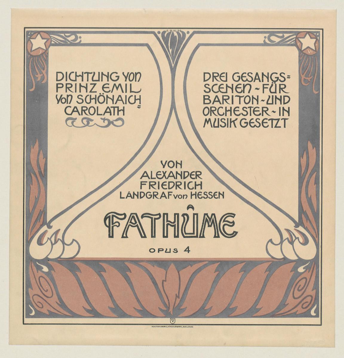 Notentitel zu Alexander Friedrich Landgraf von Hessen, Fathume Opus 4