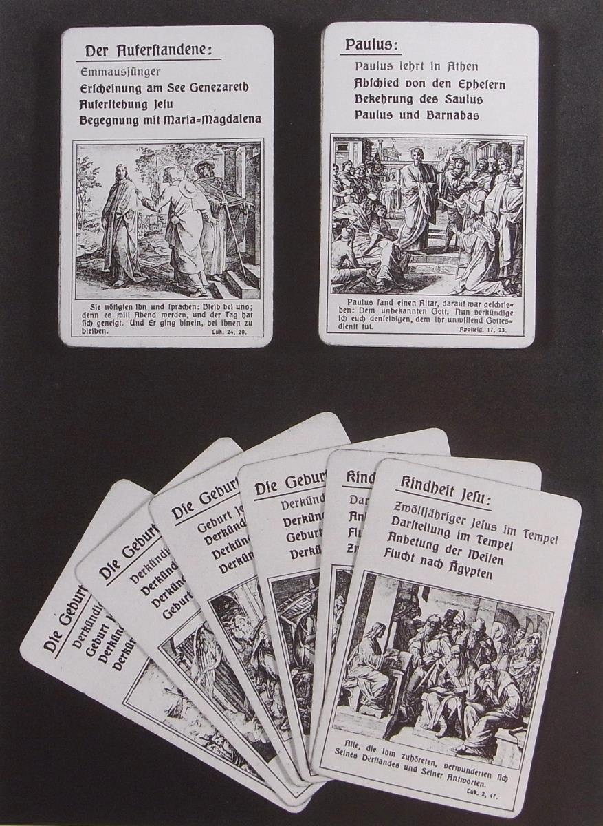 Biblisches Quartettspiel. Neues Testament. 48 Karten mit Bildern von Schnorr von Carolsfeld.
