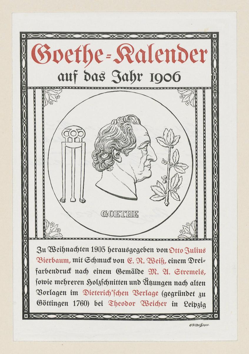 Innentitel zu Goethe-Kalender auf das Jahr 1906