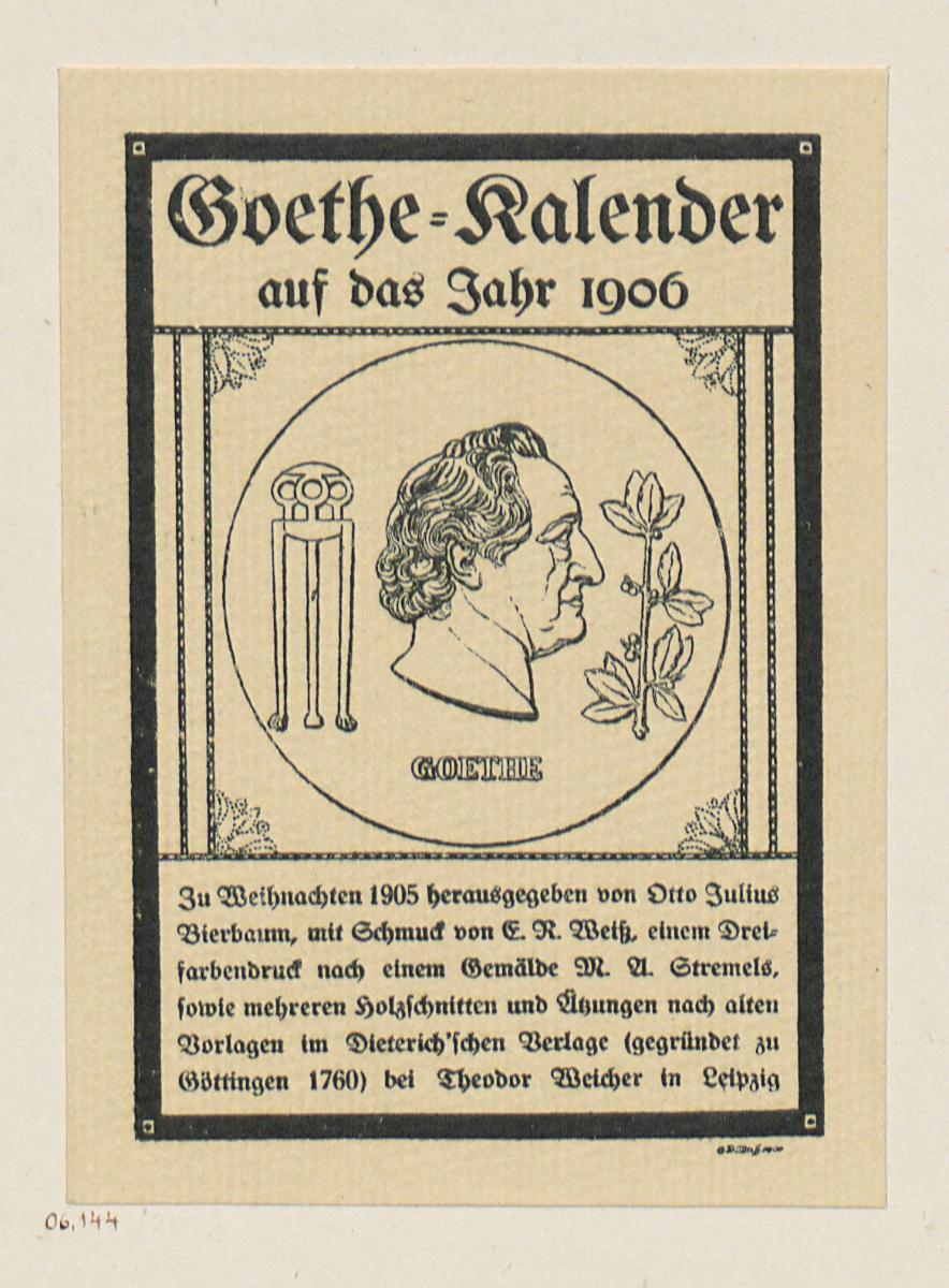 Titelschild zu Goethe-Kalender auf das Jahr 1906