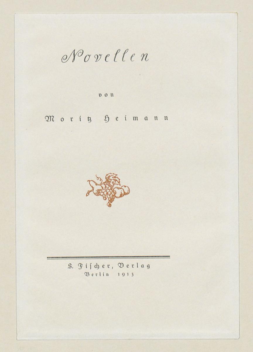 Titelblatt zu Moritz Heimann, Novellen