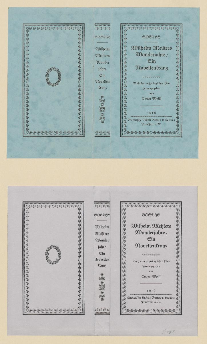 Farbvarianten des Einbands für Goethe, Wilhelm Meisters Wanderjahre