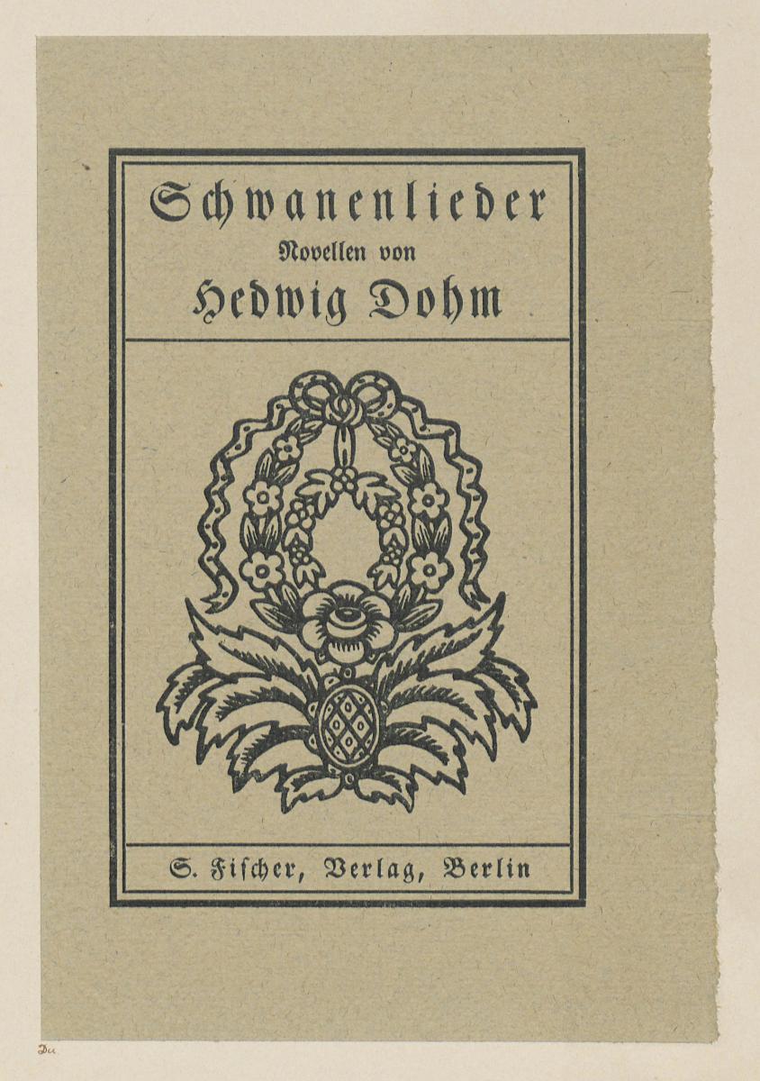 Einband zu Hedwig Dohm, Schwanenlieder