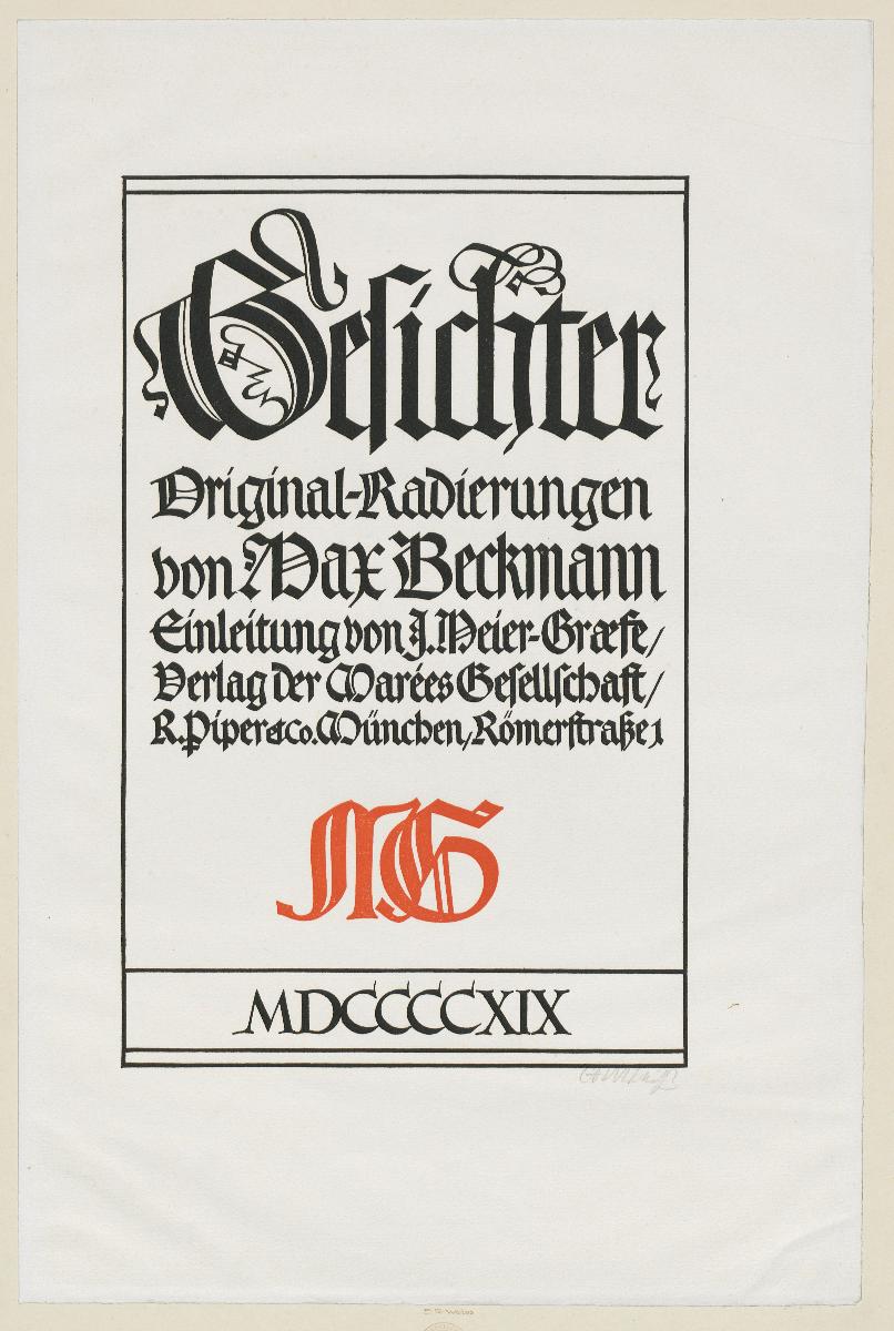 Titelblatt zu Max Beckmann, Gesichter, Marées Gesellschaft
