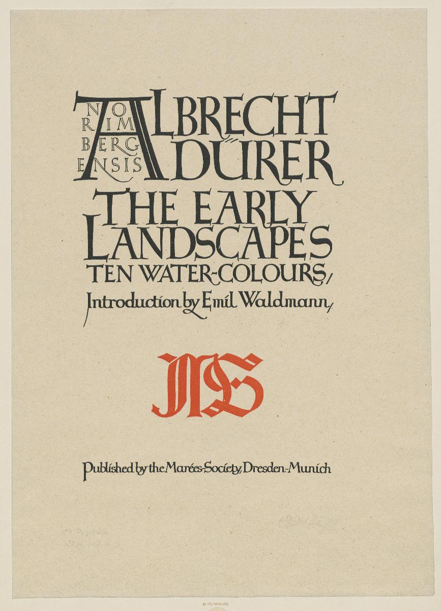 Probedruck zu dem Titelblatt von Albrecht Dürer, The Early Landscapes
