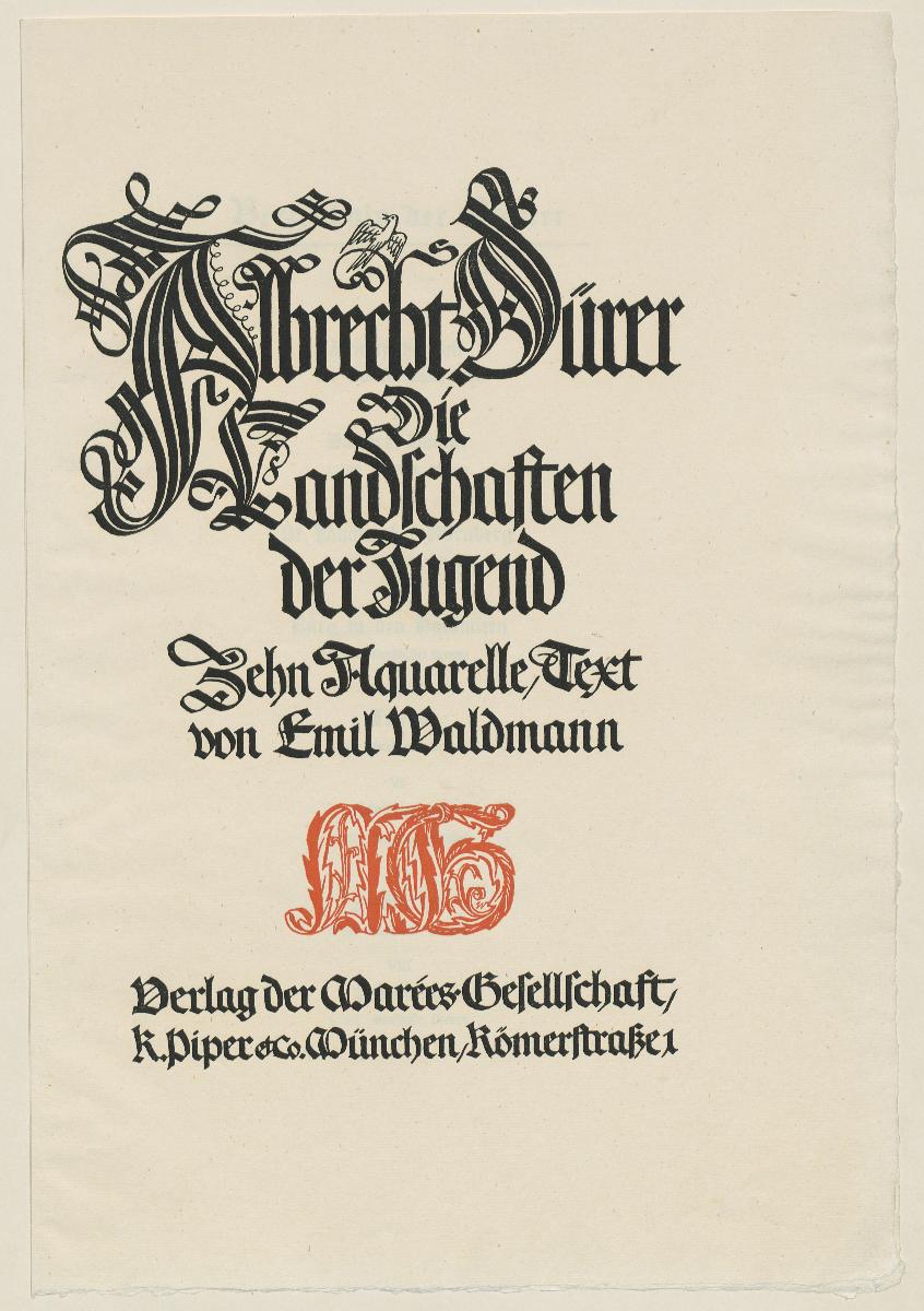 Titelblatt zu Albrecht Dürer, Landschaften der Jugend