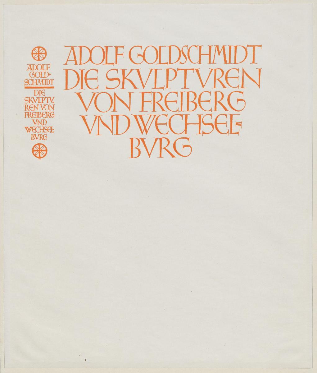Probedruck zu dem Einband von Adolf Goldschmidt, Die Skulpturen von Freiberg und Wechselburg