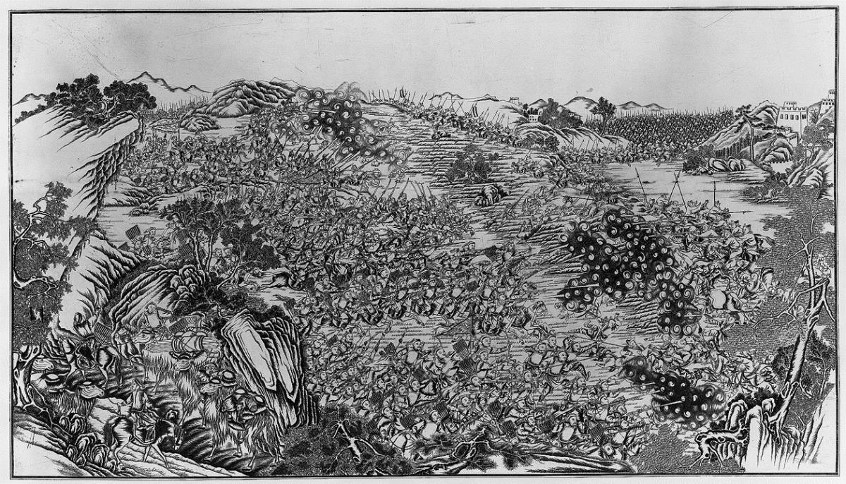 Szene aus dem Turkestanfeldzug Kaiser Daoguangs (1829).