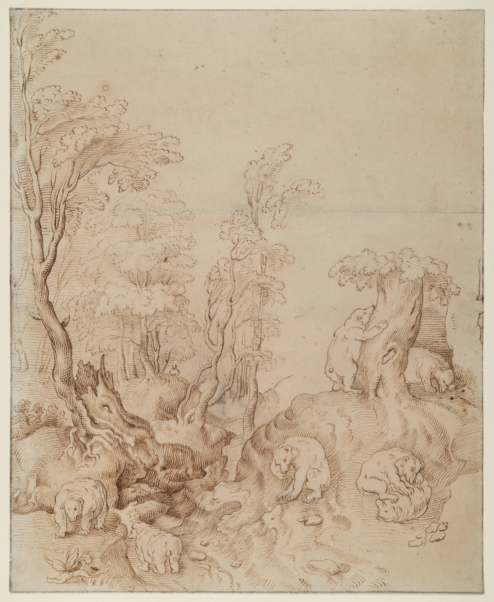 Waldlandschaft mit Bären