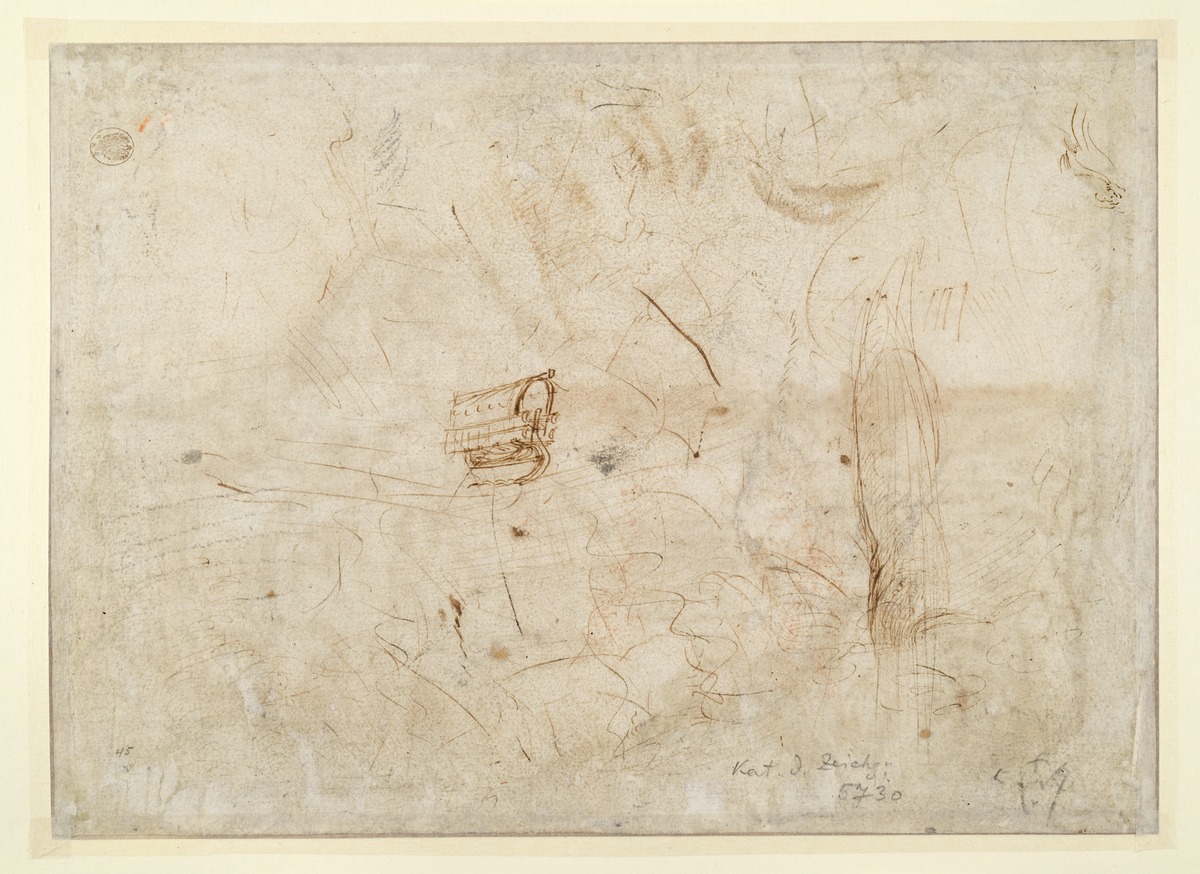 Landschaft mit Boot und Baum am Ufer, Strichproben