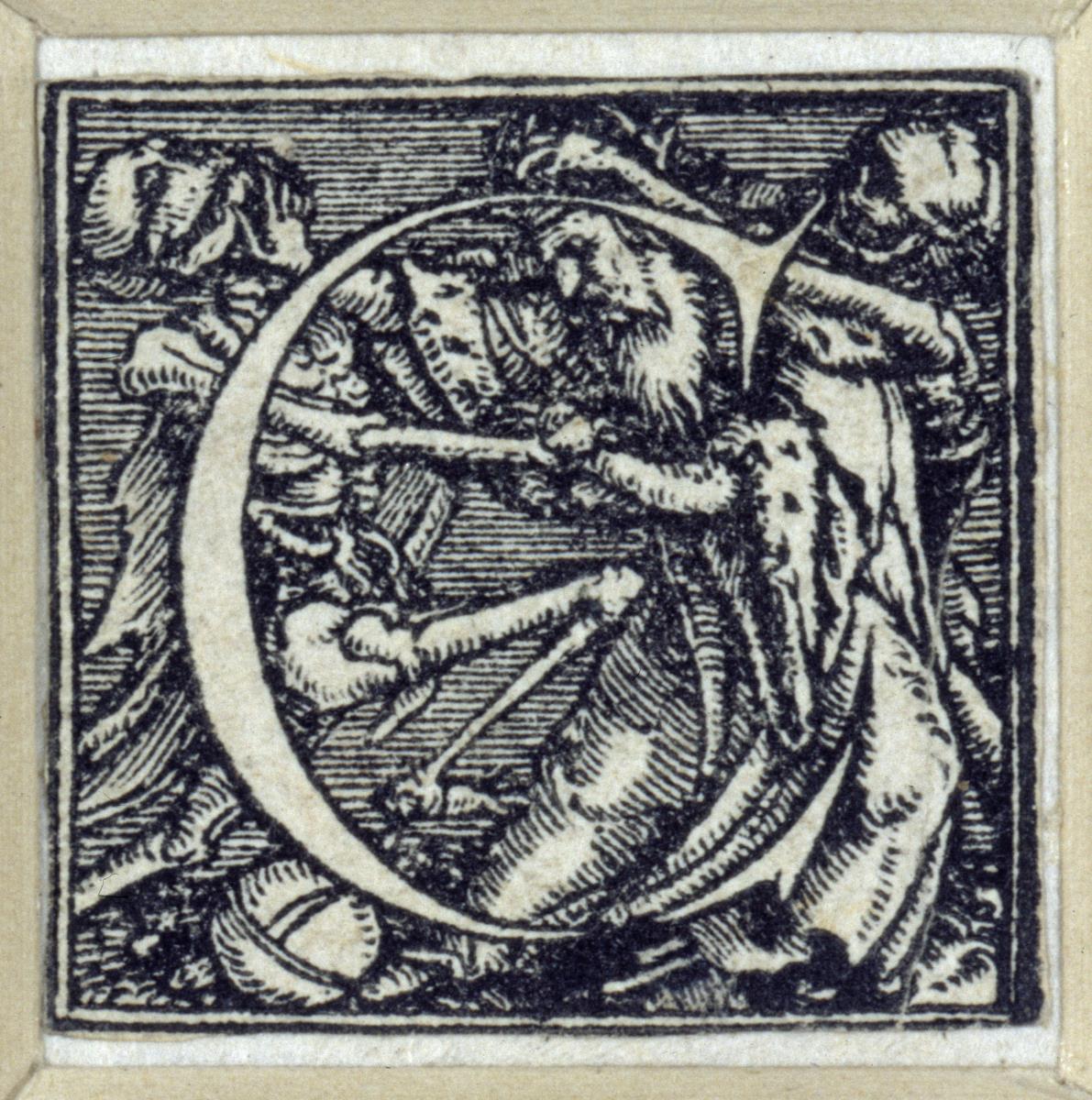 Initiale zu einem lateinischen Majuskel-Alphabet (sog. "Todesalphabet"): C