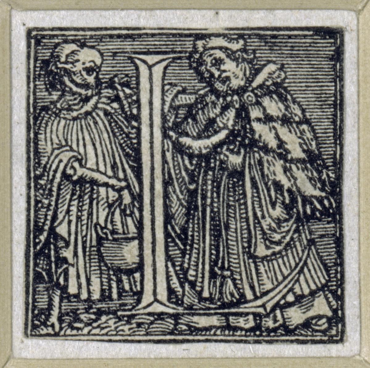 Initiale zu einem lateinischen Majuskel-Alphabet (sog. "Todesalphabet"): L