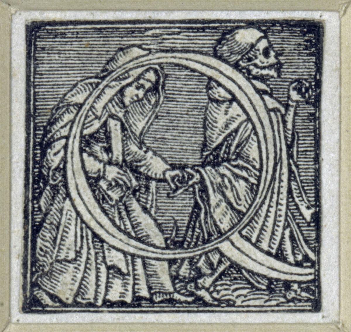 Initiale zu einem lateinischen Majuskel-Alphabet (sog. "Todesalphabet"): Q